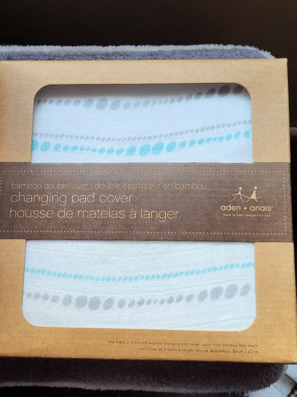 Aden + Anais Essentials Classic Muslin Changing Pad Cover Azure Beads Blue